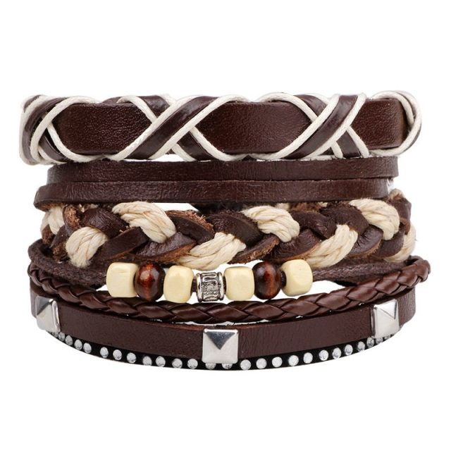 Set of Leather Bracelets for Men