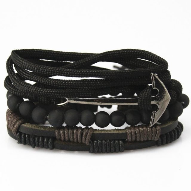 Set of Leather Bracelets for Men