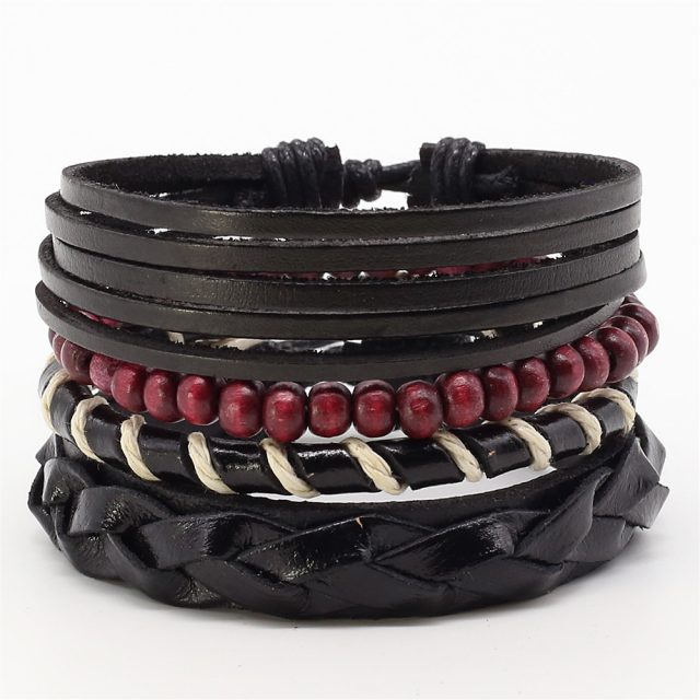 Cute Handmade Multilayered Leather Charm Bracelet