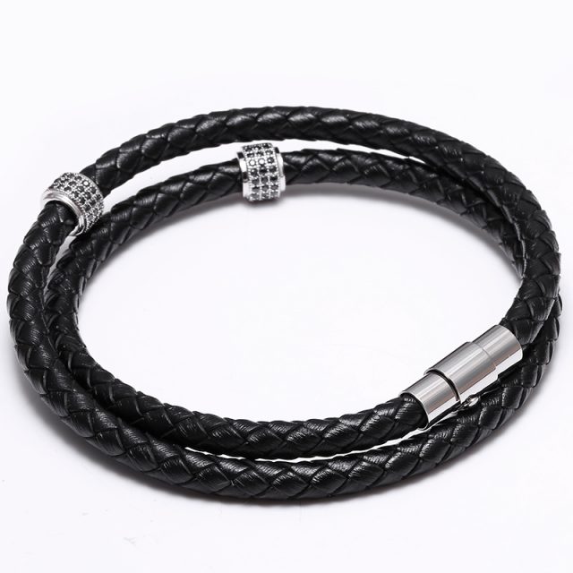 Men’s Leather Charm Bracelet