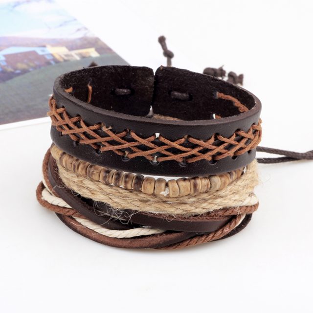 Set of Handmade Leather Bracelet for Men