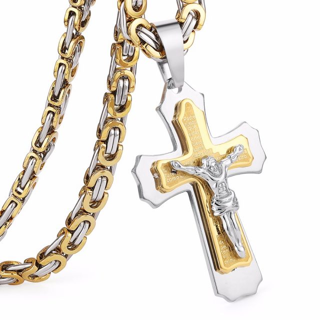 Trendy Cross Shape Men’s Titanium Pendant Necklace