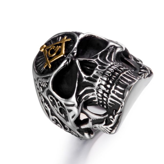 Men’s Stylish Skull Themed Stainless Steel Signet Ring