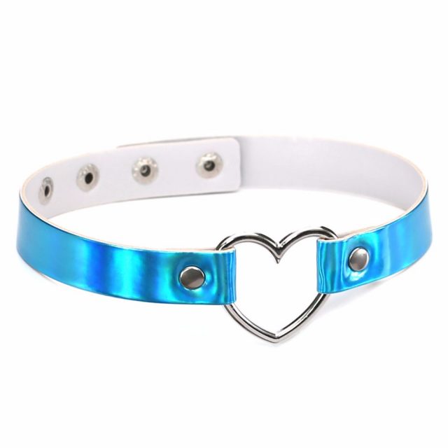 Women’s Choker Necklace with Metal Heart