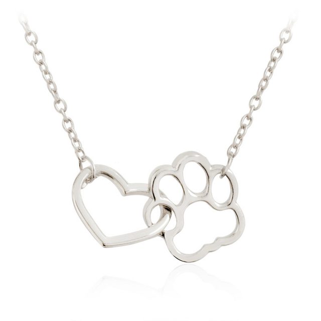 Dog Paw & Heart Pendant Necklace