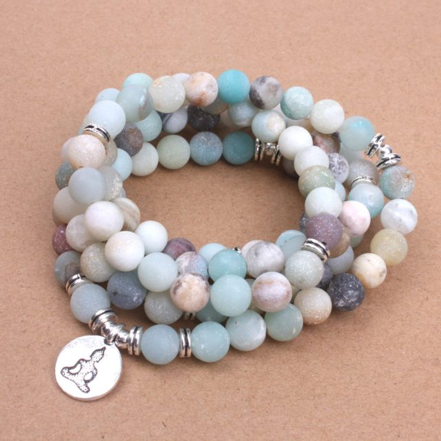Matte Frosted Amazonite Beads Women`s Bracelet