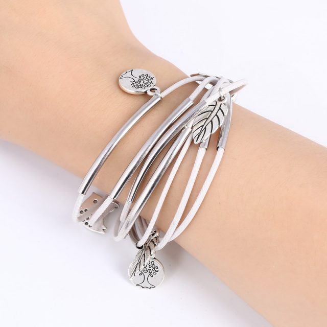 Fashion Silver Charm Leaves Bracelets