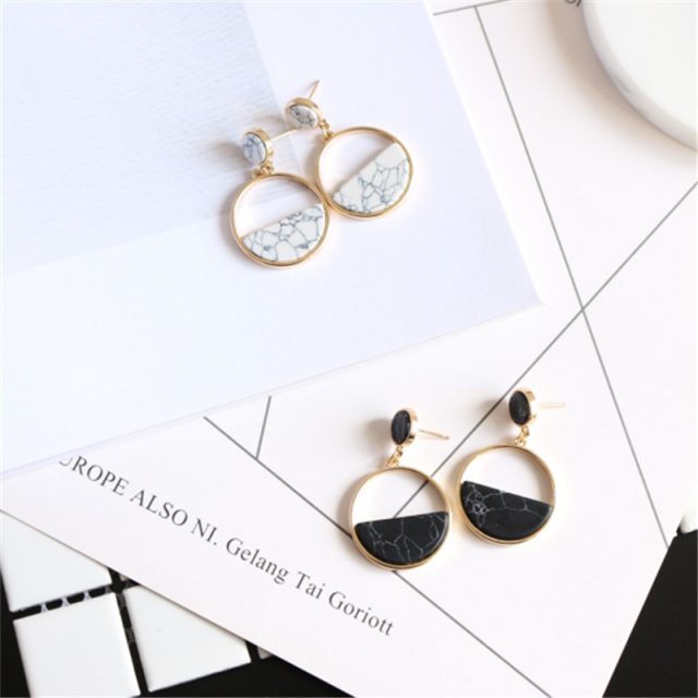 Fashion Geometric Marble Earrings