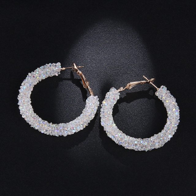Women’s Stylish Hoop Earrings with Colorful Crystals