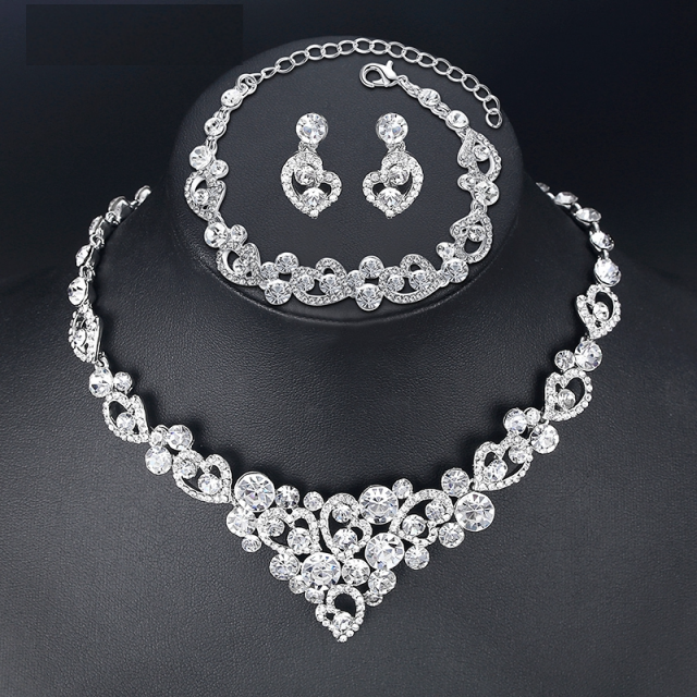 Heart Design Crystal Wedding Bridal Jewelry Set