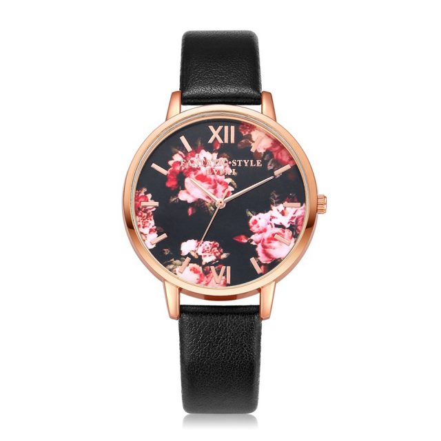 Elegant Floral Dial Women’s Wristwatches