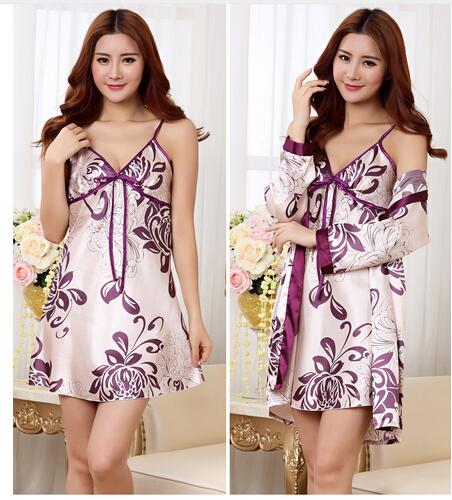 Women’s Satin Robe and Nightgown Set