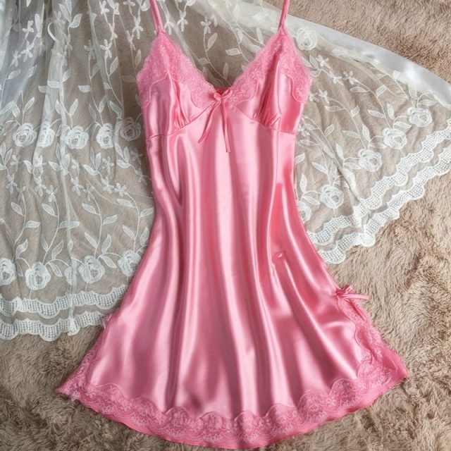 Cute Summer Sleeveless Silky Nightgown