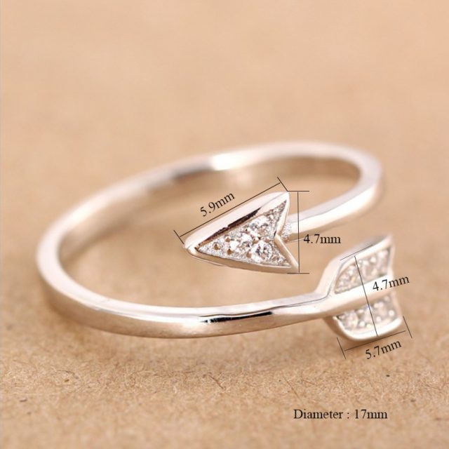 Silver Plated Arrow Crystal Ring for Women