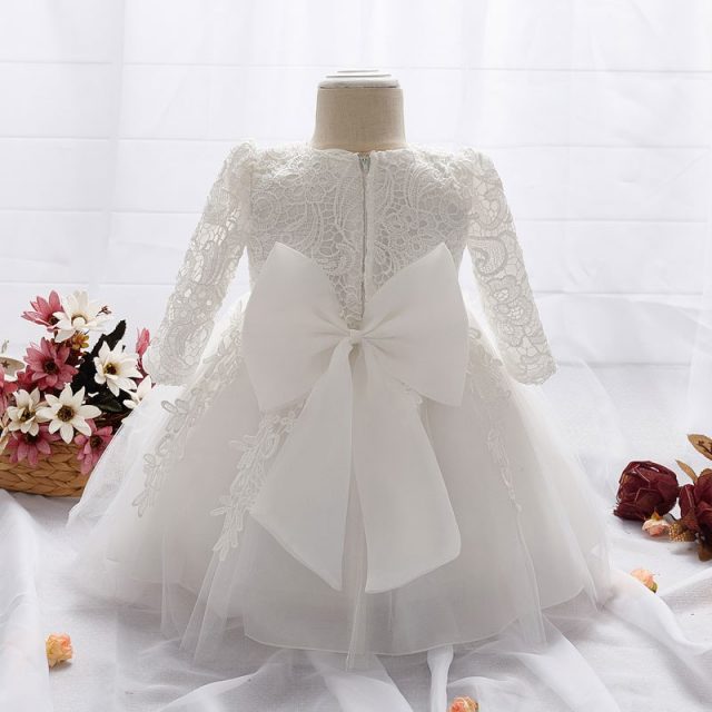 Fancy Long-Sleeved Cotton Baby Girl’s Ball Gown